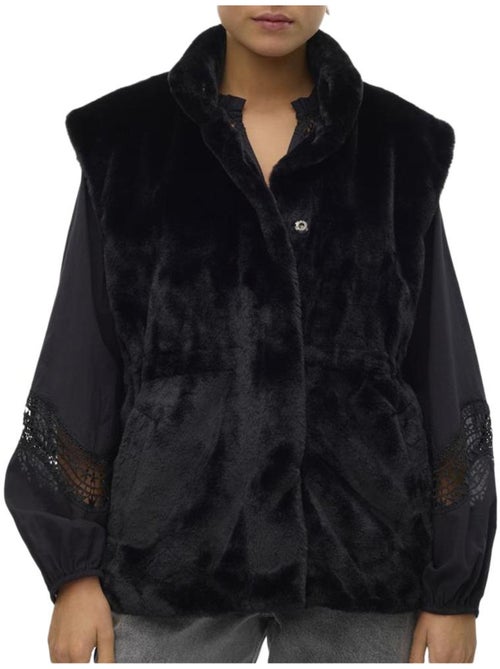 Colete Preto de Pelo Falso Vero Moda Japoppy para Mulher - Kiabi