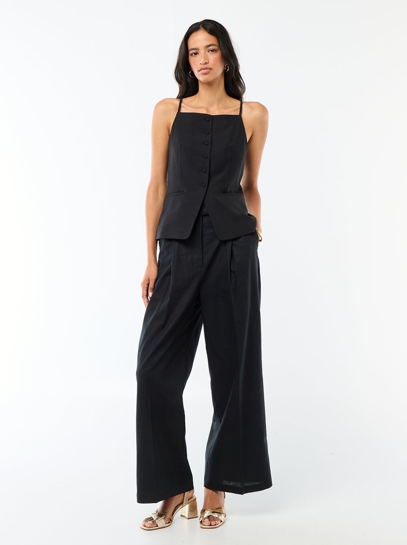 Colete sem mangas com alças Preto - Kiabi