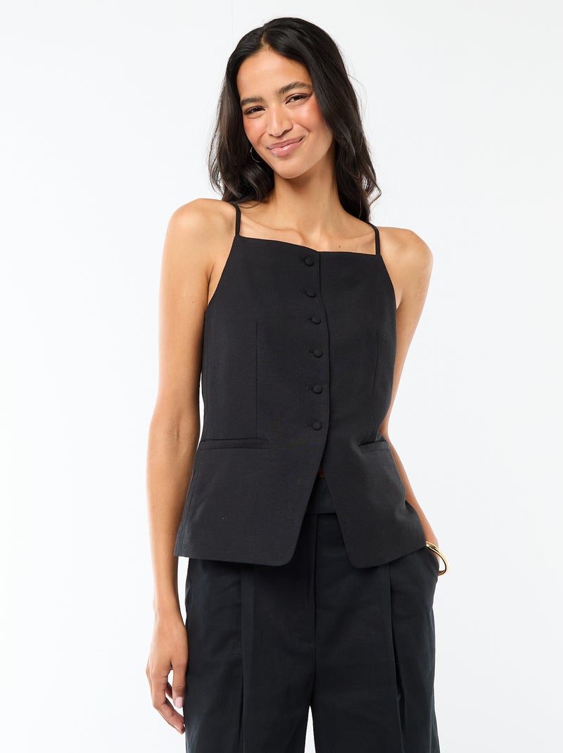 Colete sem mangas com alças Preto - Kiabi