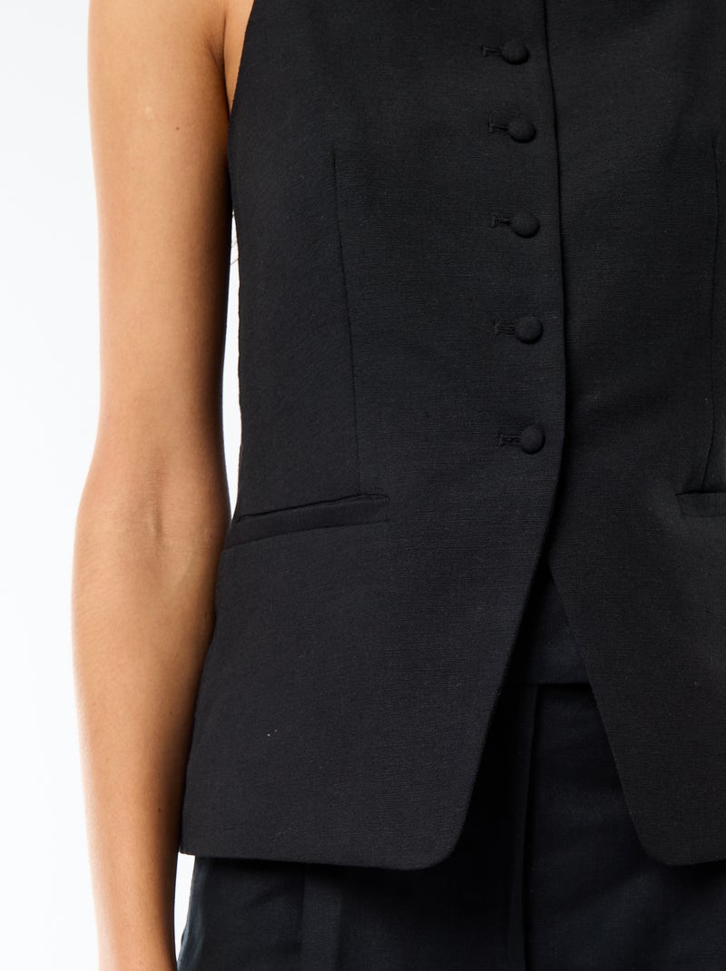 Colete sem mangas com alças Preto - Kiabi