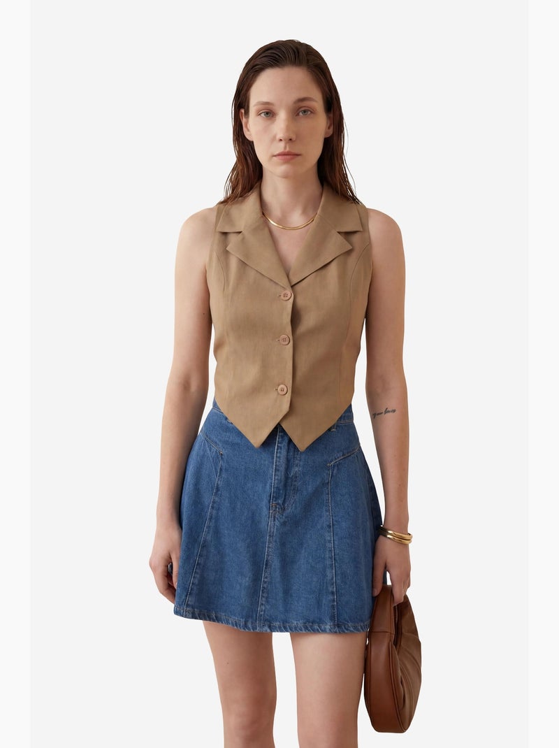 Colete sem mangas com botões e detalhe nas costas my fashion Greige - Kiabi