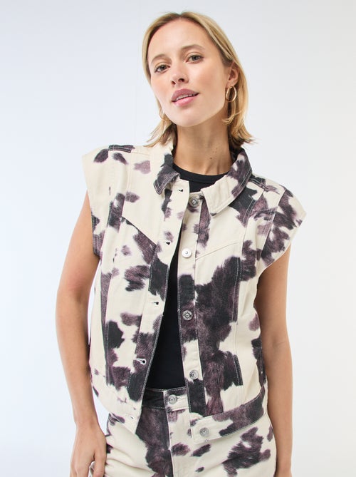 Colete sem Mangas com Estampado de Vaca - Kiabi