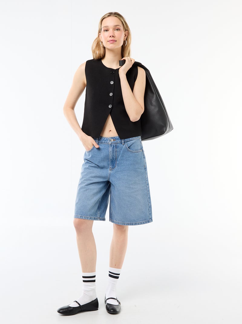 Colete sem mangas com gola redonda Preto - Kiabi