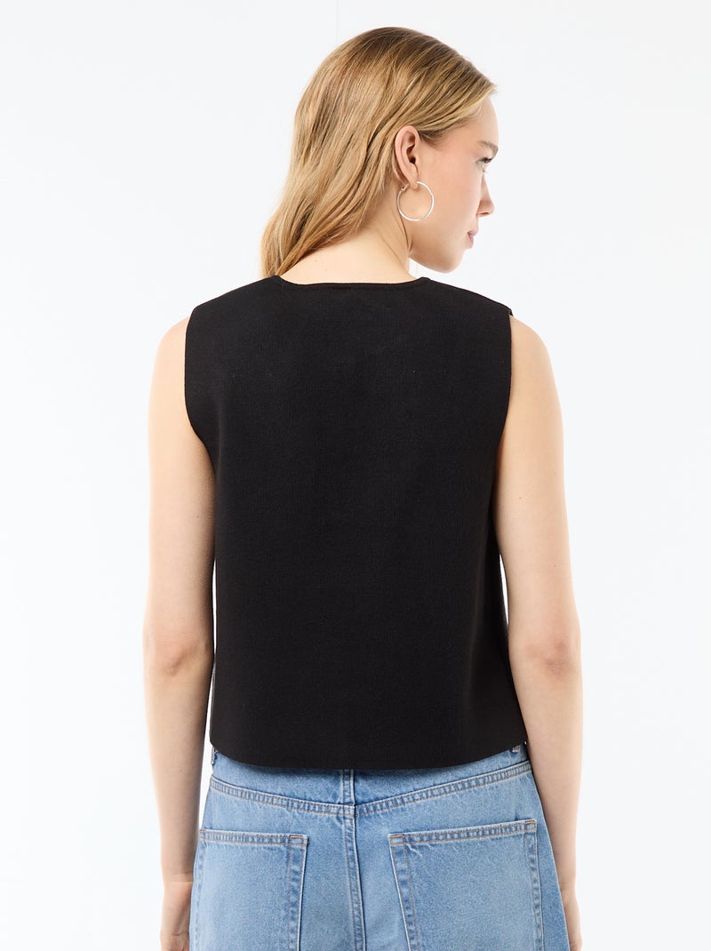 Colete sem mangas com gola redonda Preto - Kiabi