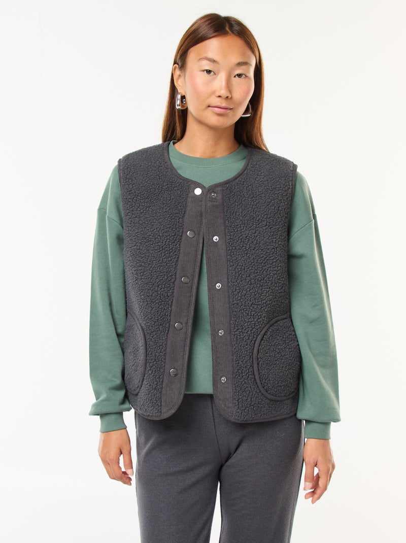 Colete sem mangas efeito lã de ovelha Cinza - Kiabi