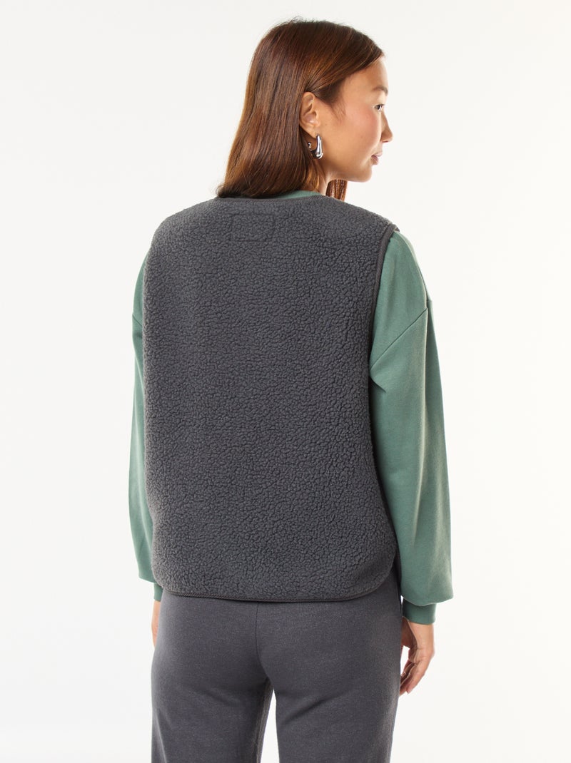 Colete sem mangas efeito lã de ovelha Cinza - Kiabi