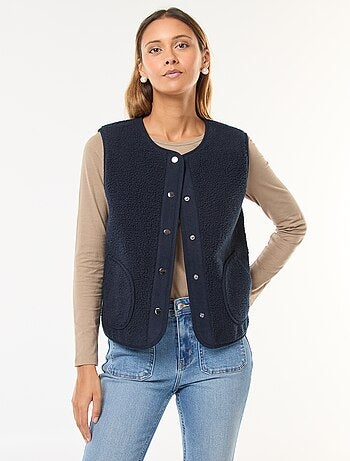 Colete sem mangas efeito shearling