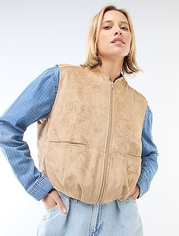 Colete sem mangas em camurça