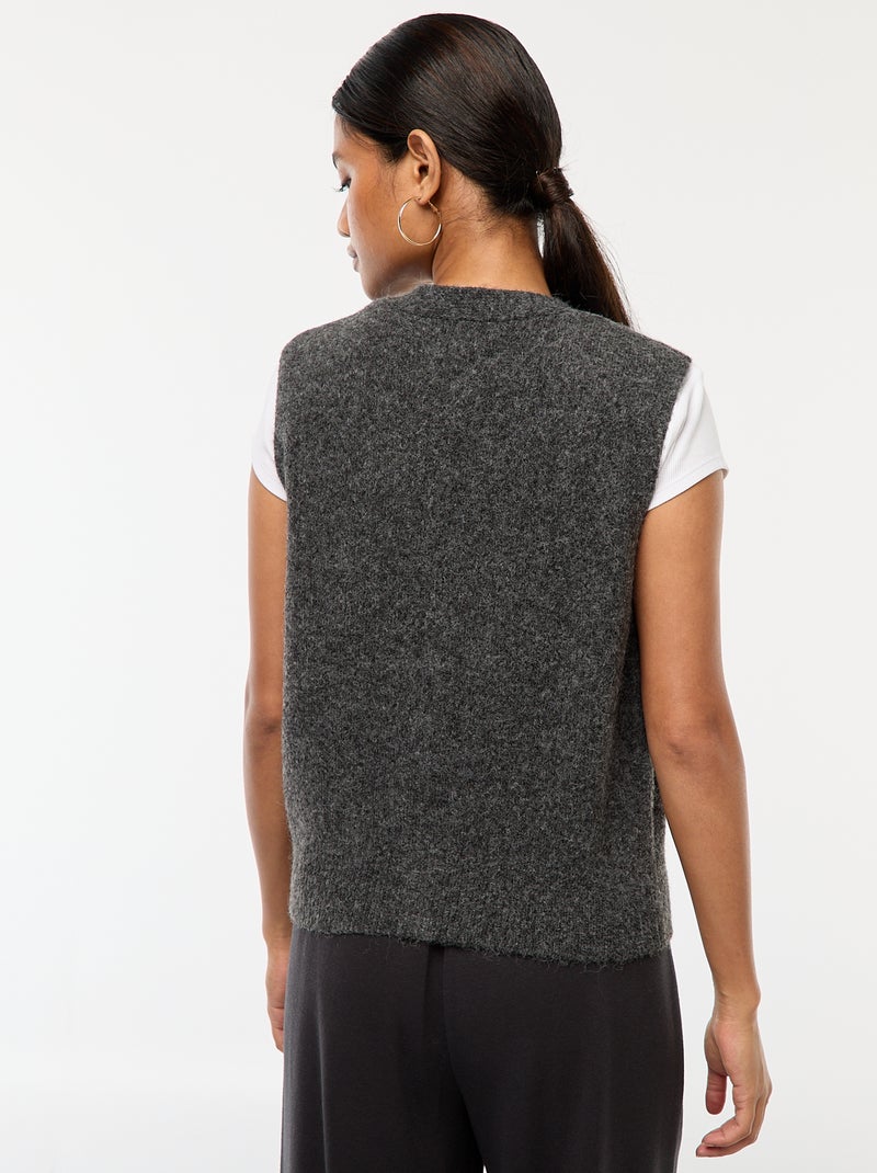 Colete sem mangas em malha macia e quente Cinza - Kiabi
