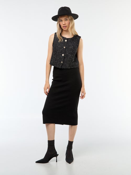 Colete sem mangas em tweed com botões fantasia - Kiabi