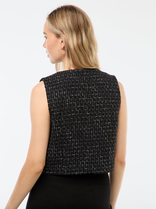 Colete sem mangas em tweed com botões fantasia - Kiabi