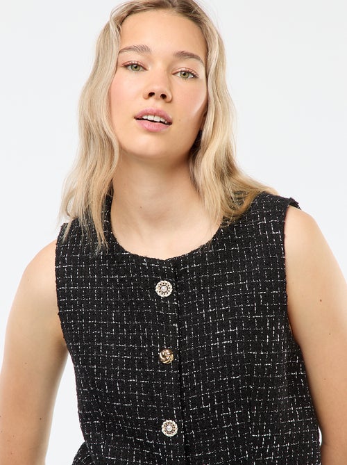 Colete sem mangas em tweed com botões fantasia - Kiabi