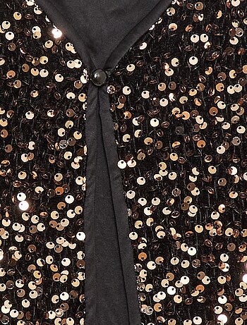 Colete sem mangas em veludo com lantejoulas