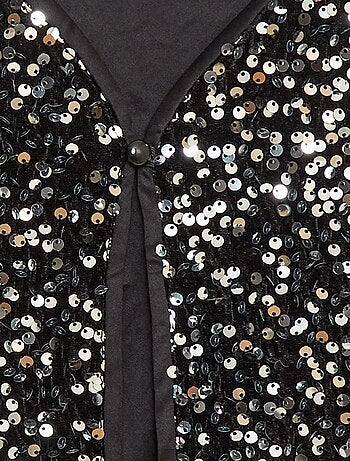 Colete sem mangas em veludo com lantejoulas