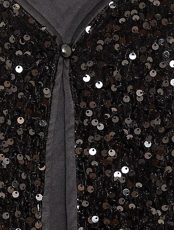 Colete sem mangas em veludo com lantejoulas