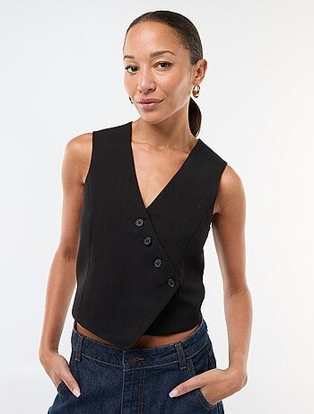 Colete sem mangas estilo "garçon de café" liso