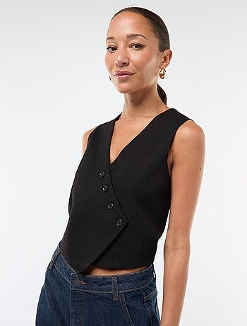 Colete sem mangas estilo "garçon de café" liso