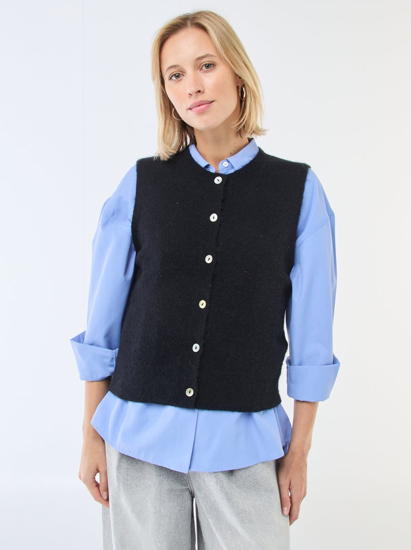 Colete sem mangas liso Preto - Kiabi