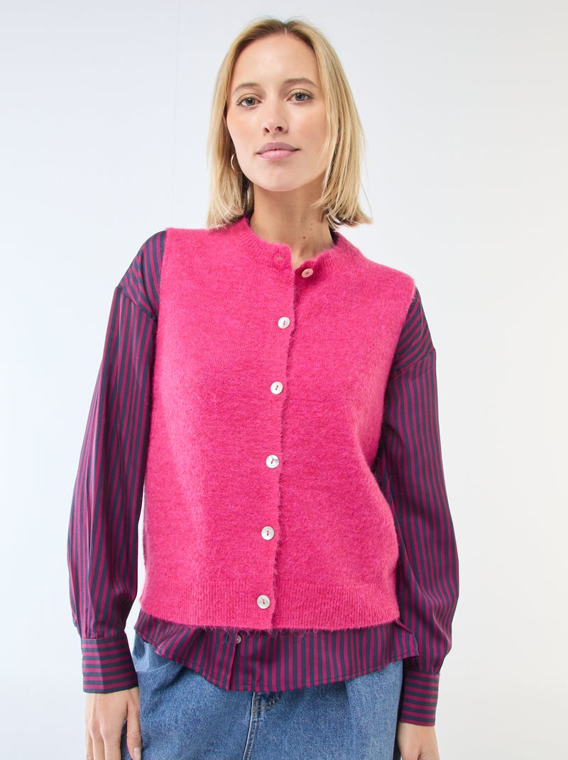 Colete sem mangas liso Rosa - Kiabi