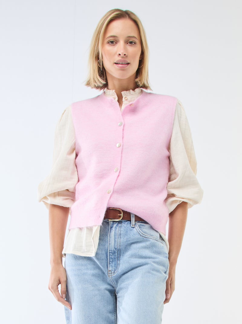 Colete sem mangas liso Rosa - Kiabi