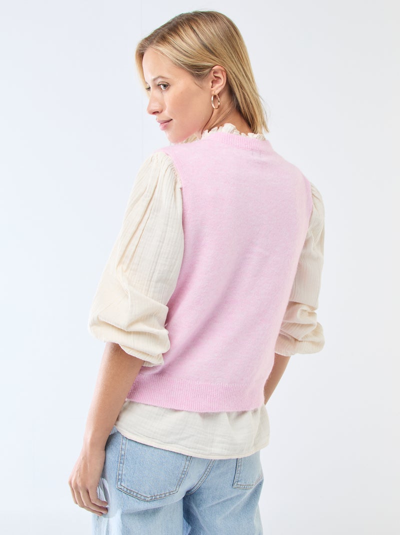 Colete sem mangas liso Rosa - Kiabi