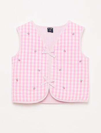 Colete sem mangas reversível em popelina