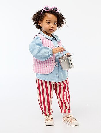 Colete sem mangas reversível em popelina