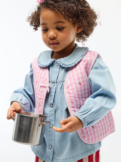 Colete sem mangas reversível em popelina - Kiabi