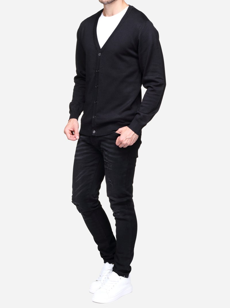 Colete tipo cardigan em tecido macio - Frilivin Preto - Kiabi