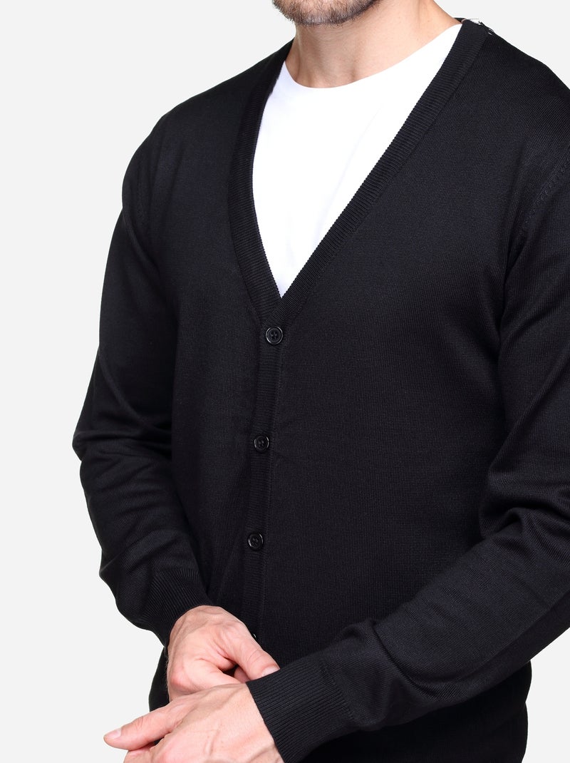 Colete tipo cardigan em tecido macio - Frilivin Preto - Kiabi
