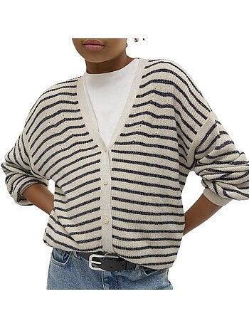 Colete Vero Moda Newlex de Menina às Riscas Azul-Marinho/Bege