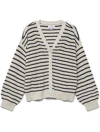 Colete Vero Moda Newlex de Menina às Riscas Azul-Marinho/Bege