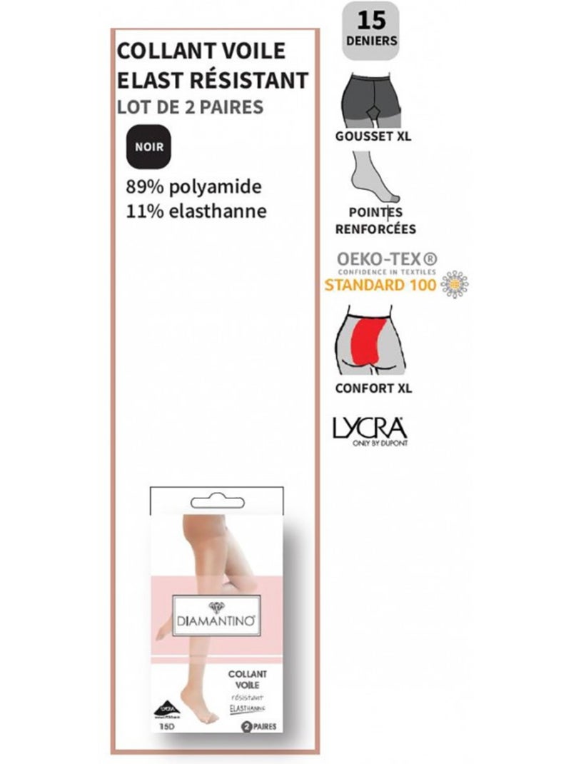 Collant Mulher Conforto e Resistência DIAMANTINO - Pack de 4 Preto - Kiabi