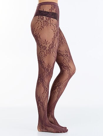 Collants com flores efeito renda