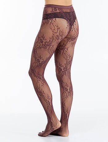 Collants com flores efeito renda