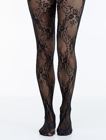 Collants com flores efeito renda
