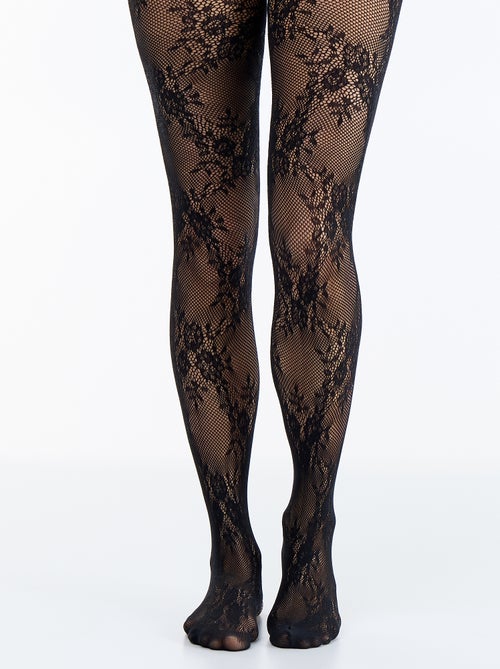 Collants com flores efeito renda - Kiabi