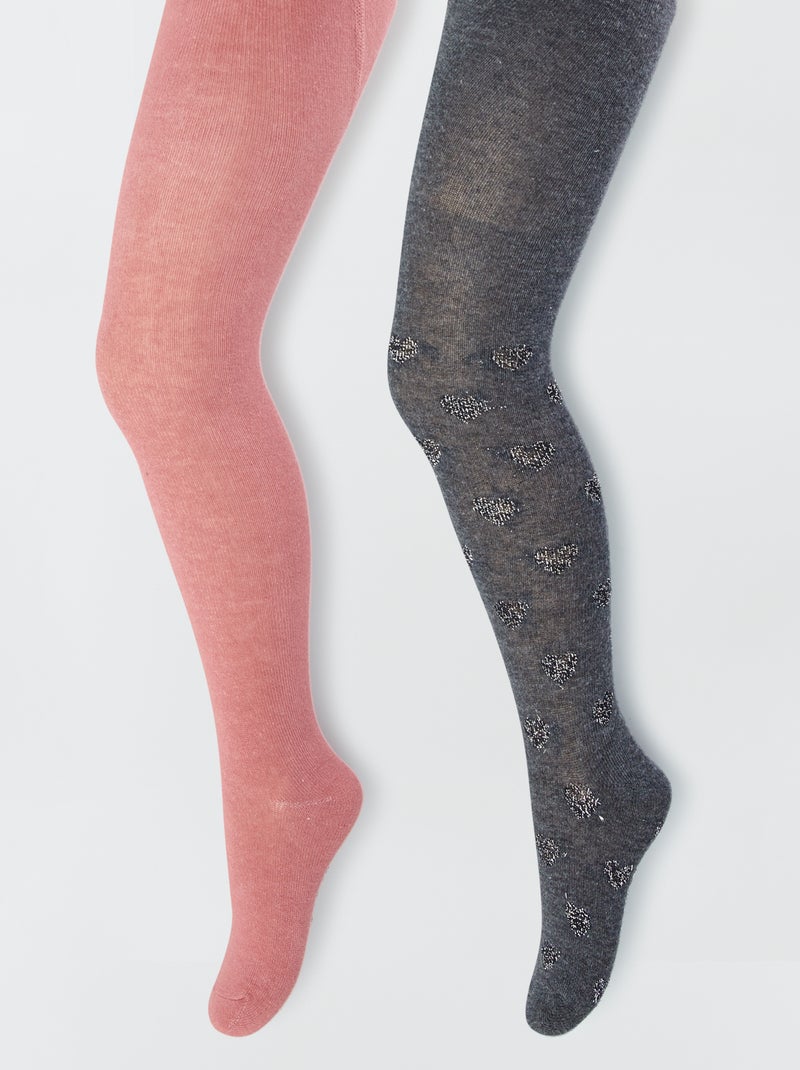 Collants com motivos fantasia - Lote de 2 CINZA - Kiabi