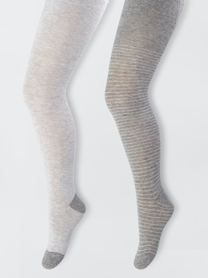 Collants com motivos fantasia - Lote de 2 CINZA - Kiabi