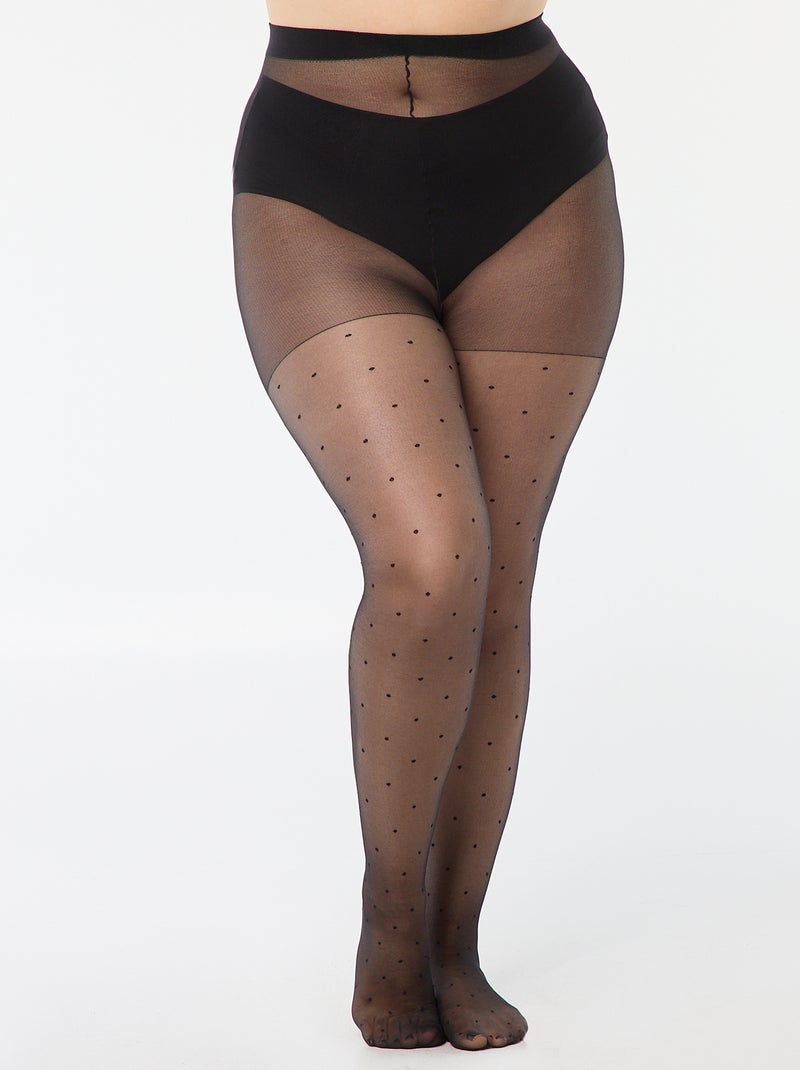 Collants Leves com Bolinhas Preto - Kiabi
