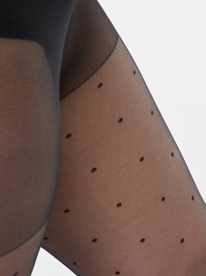 Collants Leves com Bolinhas Preto - Kiabi
