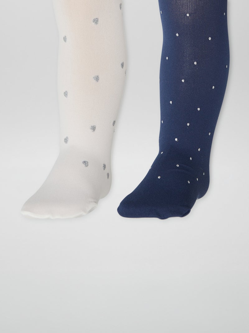 Collants leves estampados Lote de 2 BRANCO - Kiabi