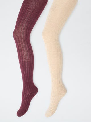 Collants quentes em malha canelada - Lote de 2