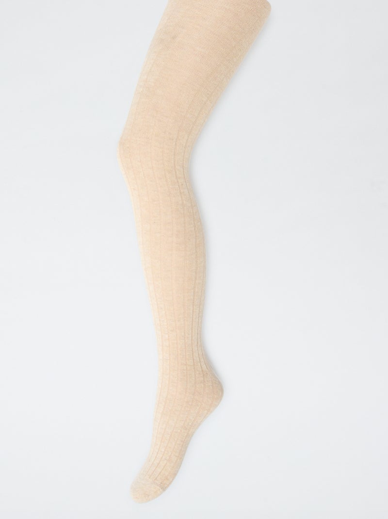 Collants quentes em malha canelada - Lote de 2 Castanho - Kiabi