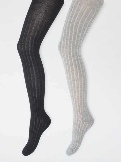 Collants quentes em malha canelada - Lote de 2 - Kiabi