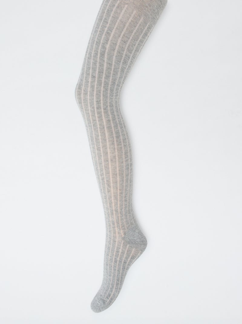Collants quentes em malha canelada - Lote de 2 Cinza - Kiabi