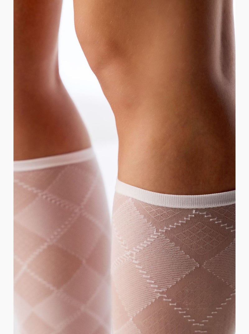 Collants sem pé aos losangos penti Branco sujo - Kiabi