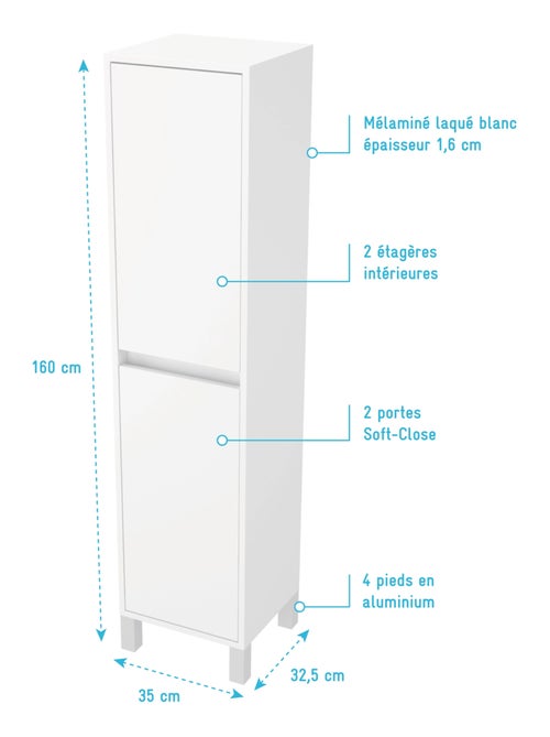 Coluna de casa de banho com 2 portas - Kiabi Coluna de casa de banho com 2 portas - Kiabi