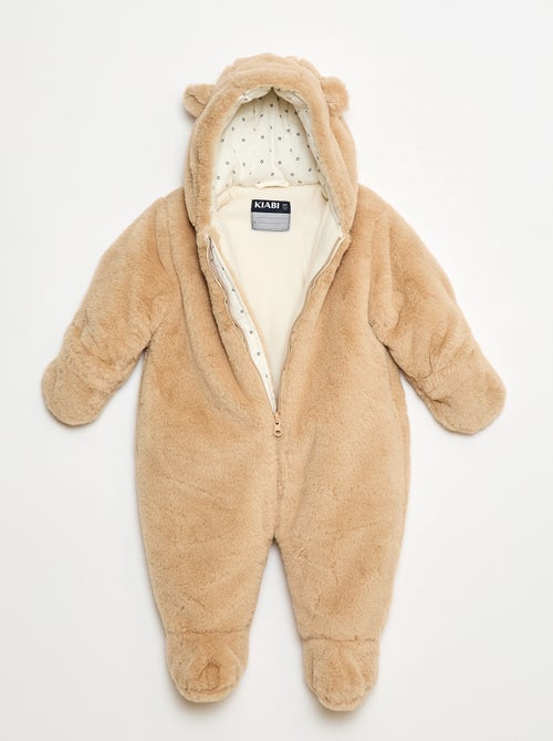 Combipiloto com capuz efeito pelúcia - Kiabi