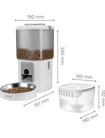 Comedeira automática 2em1 para gato PELUVIO Feast - Bebedouro - Wi-Fi - 10/dia